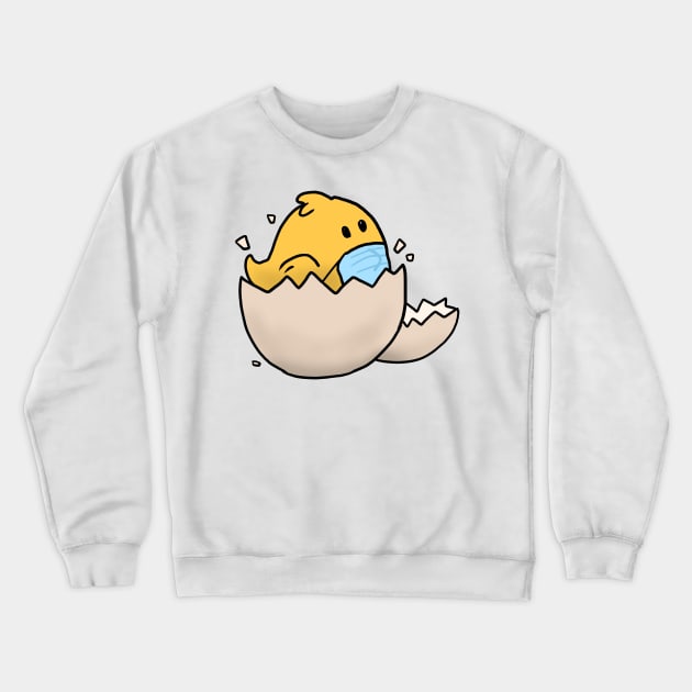 Chick in the egg with face mask happy easter 2021 Crewneck Sweatshirt by Mesyo